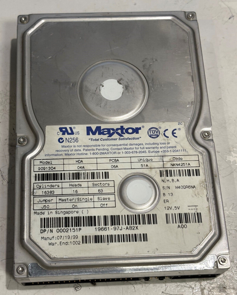 Maxtor 90913DA 04A HDA Hard Drive