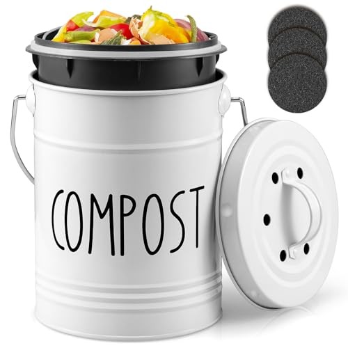 Kitchen Compost Bin, 1 Gallon Countertop Compost Bin with Lid, Indoor Compost