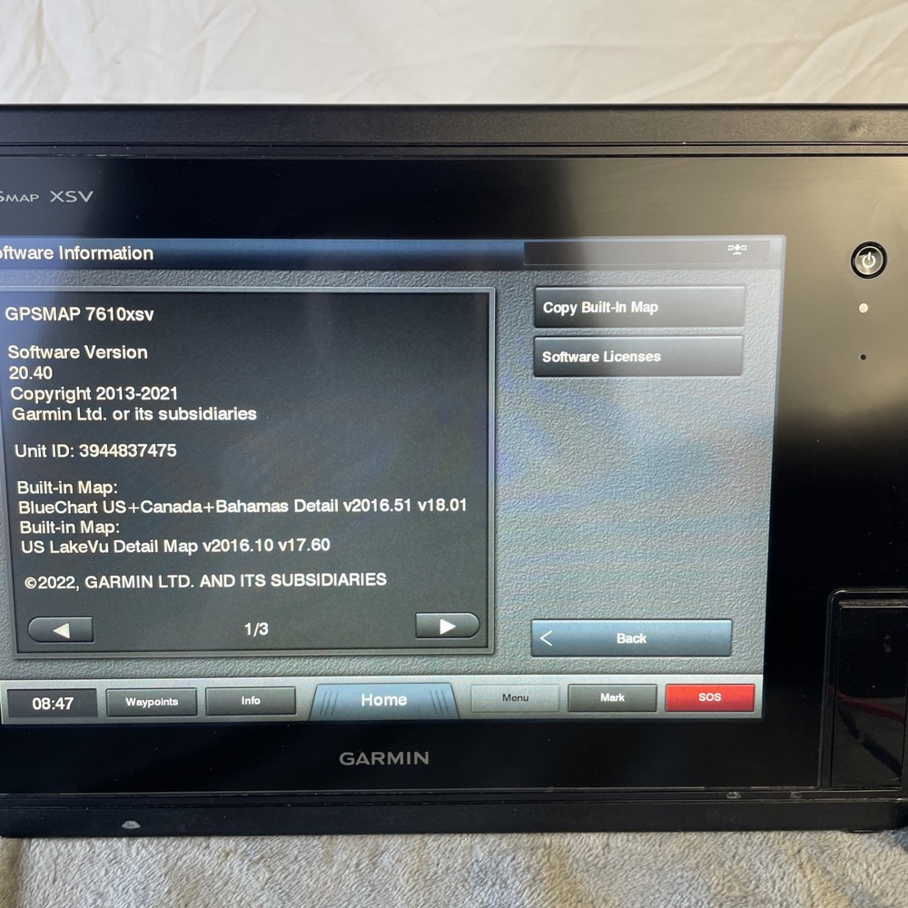 Garmin GPSMAP 7610xsv 10" Multi-Touch Chartplotter Display * Tested * W/ Cord