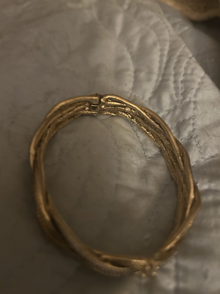 Gold And Silver Tones Twisted Bangle Bracelet