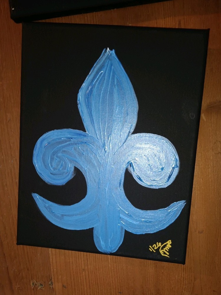 Handmade Handpainted Fleur-de-lis Eiffel Tower Bow Canvas Art, Various Colors