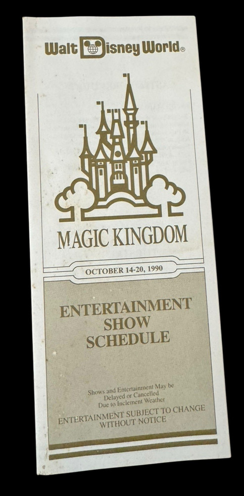 Disney Entertainment Show Schedule Program October 1990