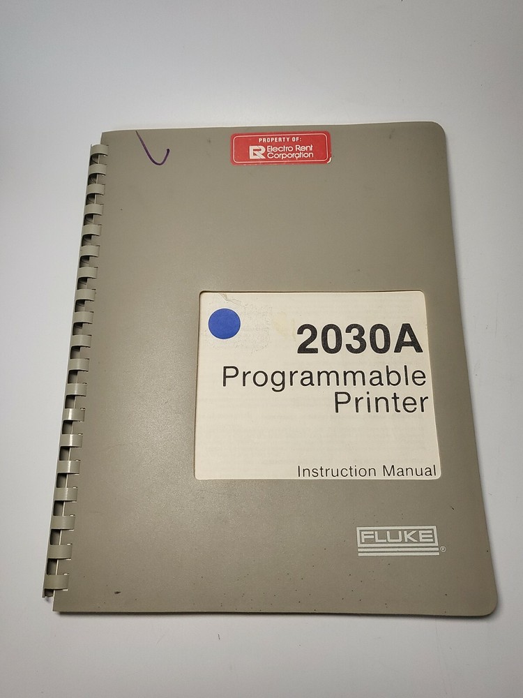 Fluke Model 2030A ~ Programmable Printer Instruction Manual ~ PN: 504035