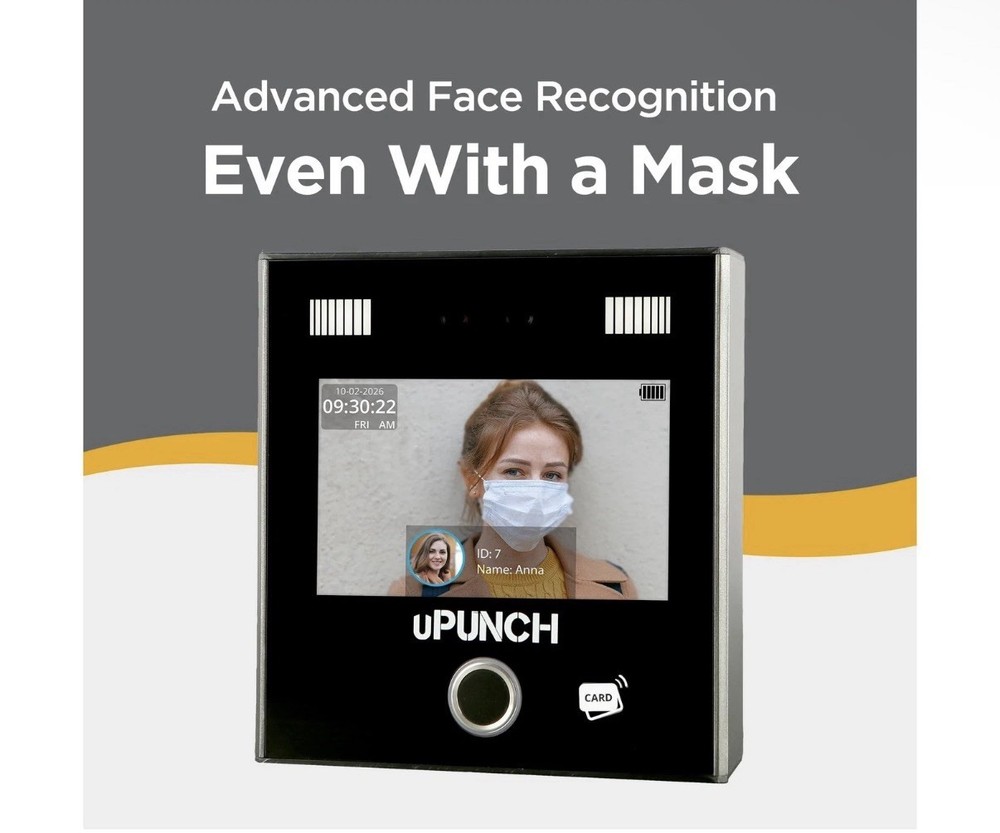 uPunch MK5000 AI Face Recognition Computerized Time Clock for Employees | Adv...