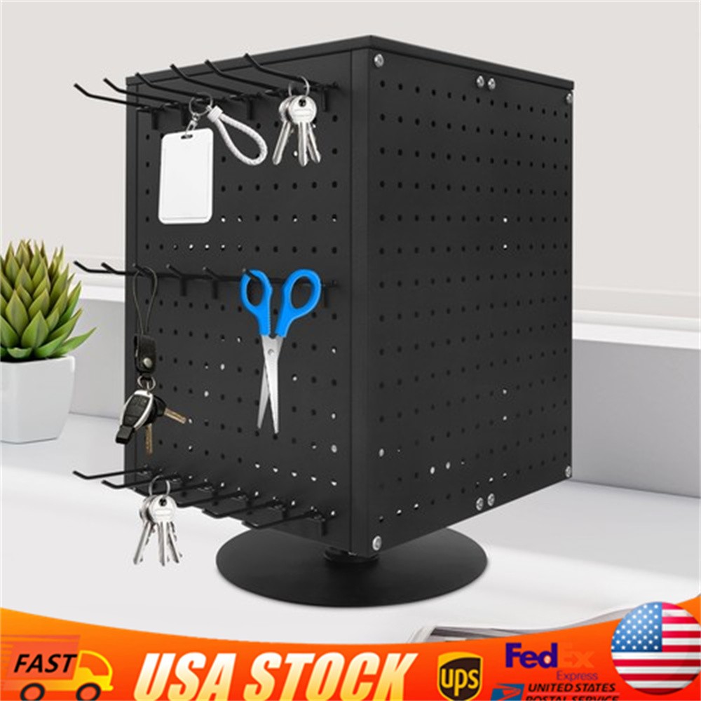 Pegboard Rotating Display Stand, 4 Sided Spinning Peg Board Display, Peg Board
