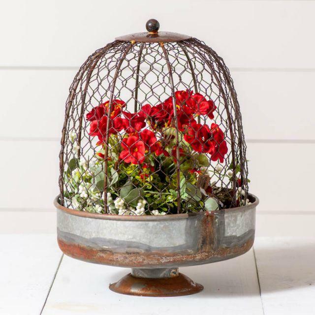 Farmhouse new Chicken Wire Dome Planter