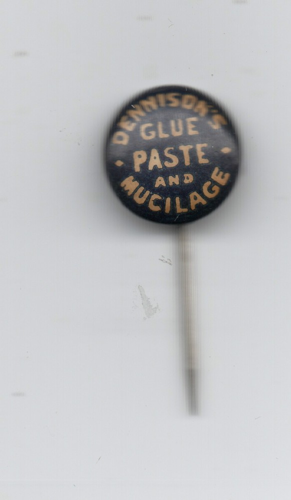 1915 Celluloid Adv Stickpin Dennisons Glue Paste