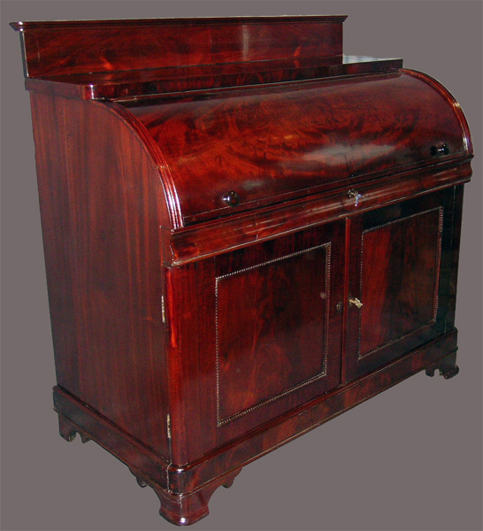 AMERICAN CLASSICAL CYLINDER DESK Signed J.W. Meeks