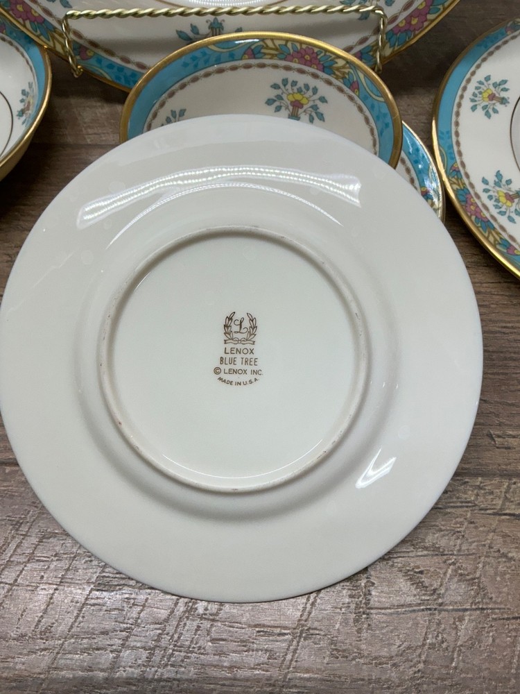 Lenox Fine China BLUE TREE Pattern Gold Backstamp 6 PC PLACE SETTING - BEAUTIFUL