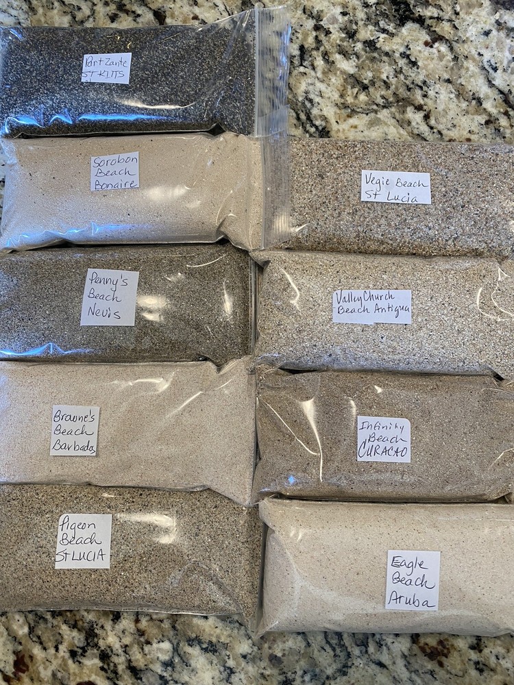 Labeled Sand Samples from Around the World Cruises