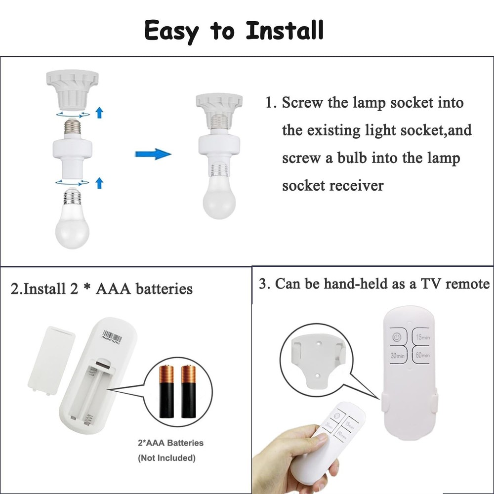 Remote Control Light Sockets,Wireless Light Switch kit with Timer,15/30/60min...