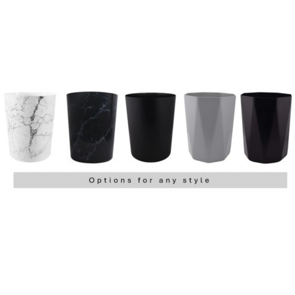 2 pack Mainstays Bathroom Trash Can, 5 Gallon Plastic Garbage Bucket Black