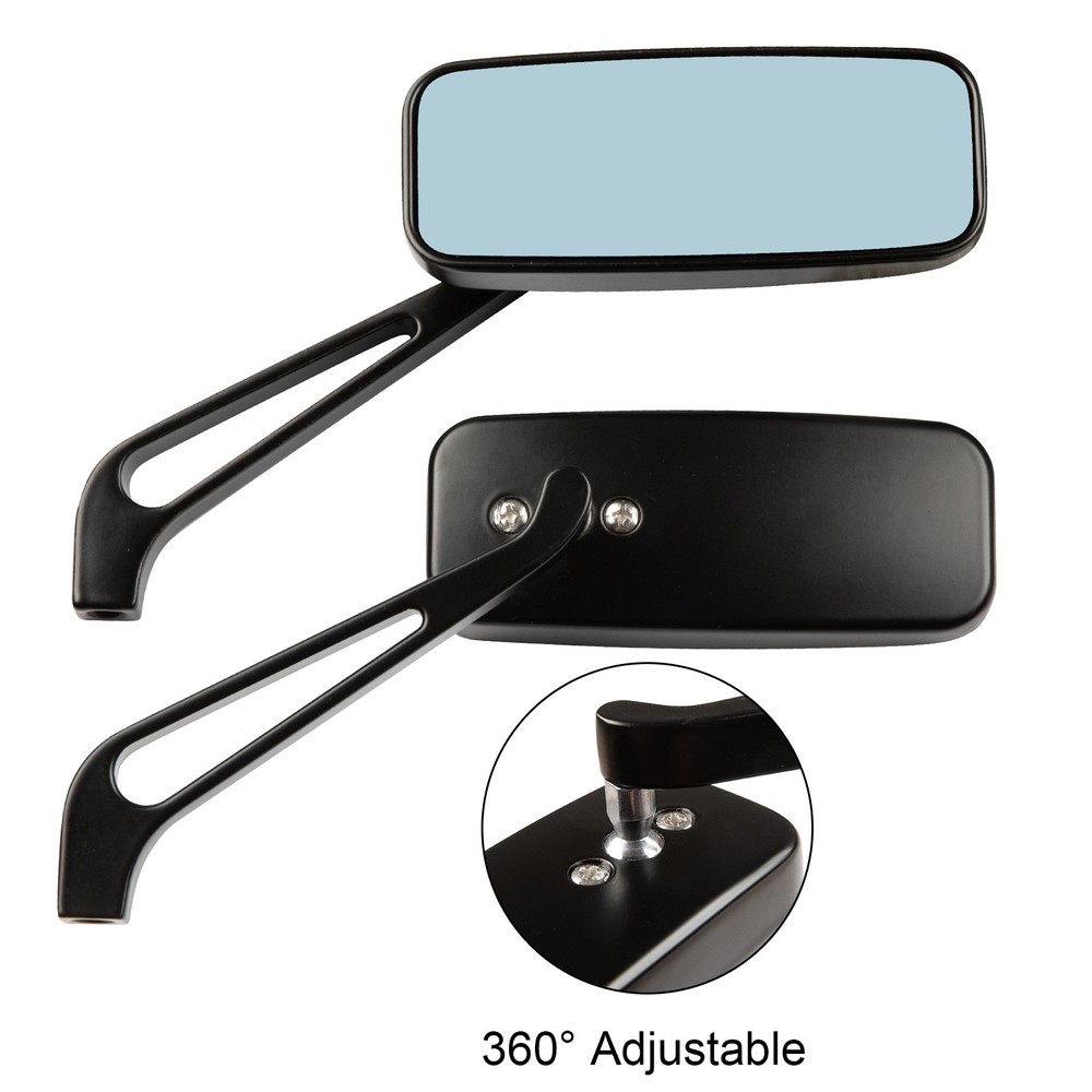 Black US Rectangular Motorcycle Rear View Side Mirrors For Harley Davidson