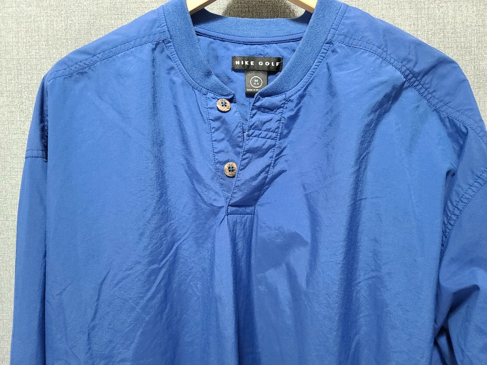 Nike Golf Mens Pullover Windbreaker Blue Long Sleeve 1/4 Button Medium B33