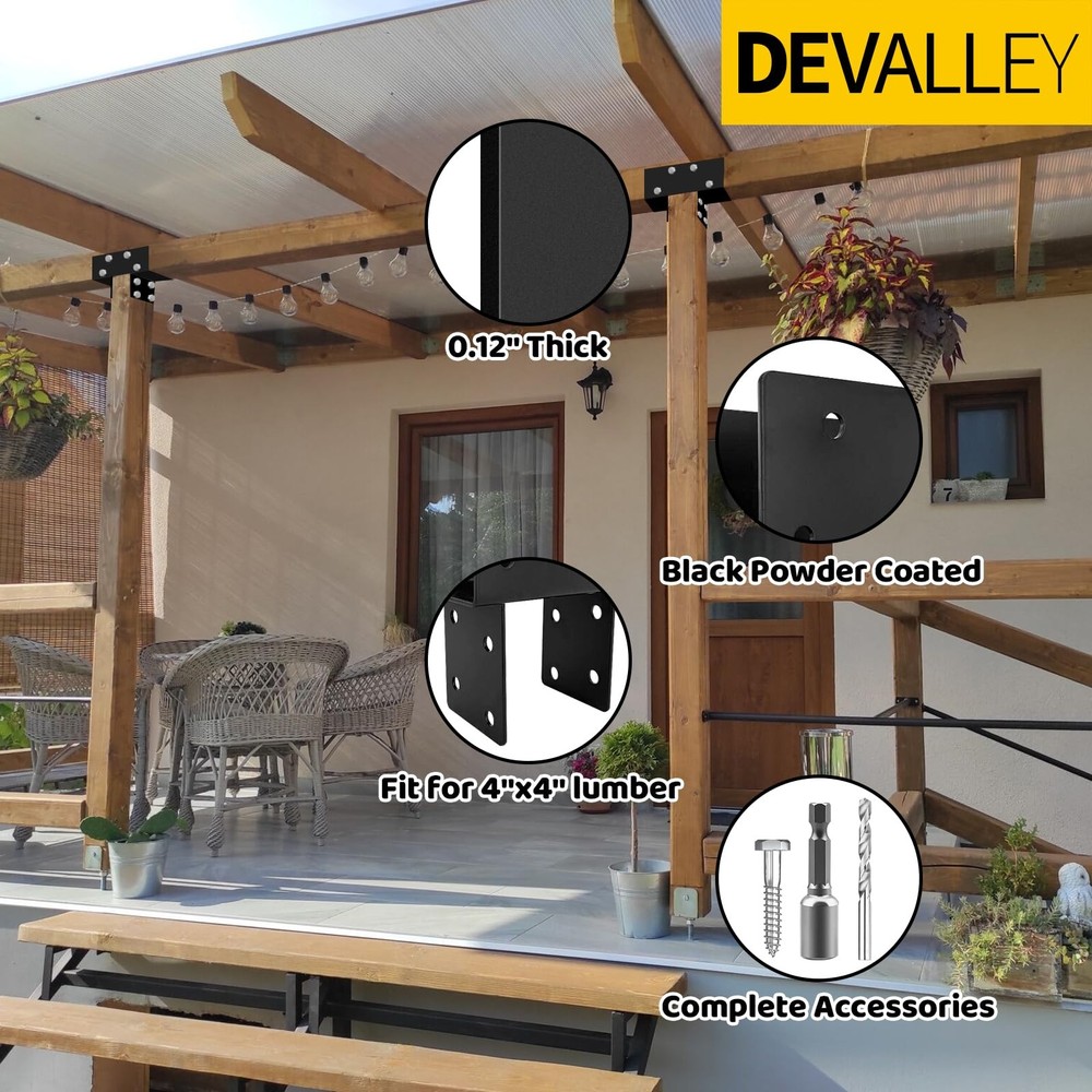 1Pack Pergola Post Cap Tie Brackets Kit,DIY Tee Bracket Contector with Screws...