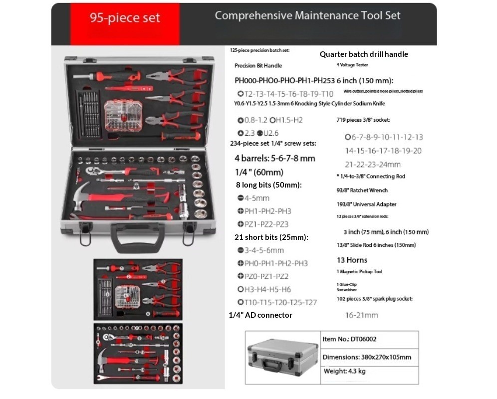 Aluminum Toolbox Set for Car Repair Multi-Functional Maintenance Tools