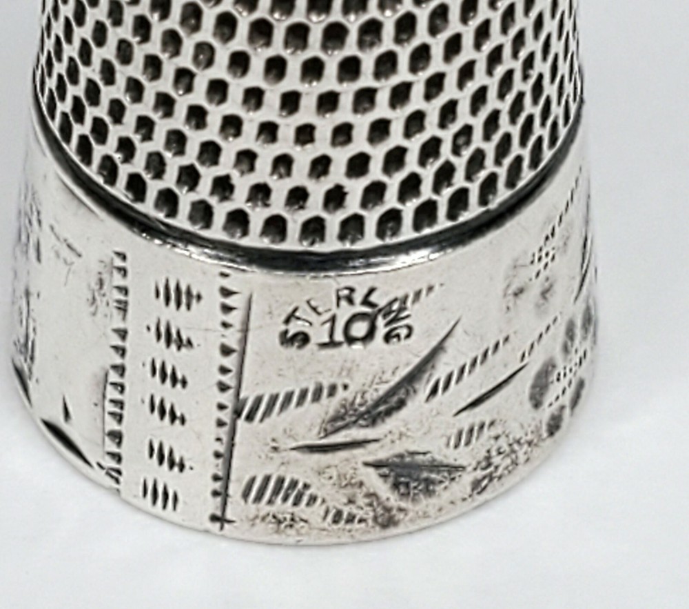 Antique Sterling Silver Thimble Abstract Flowers & Leaves