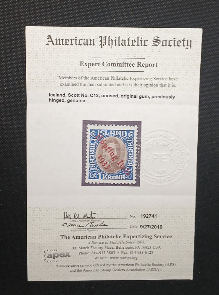 Iceland 1933 Scott #C12-C14 Mint With Four Certification