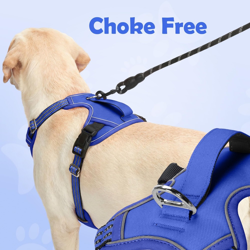 Dog Harness Medium No Pull, Adjustable 2 Clips Anti-Pull Vest with Practical ...
