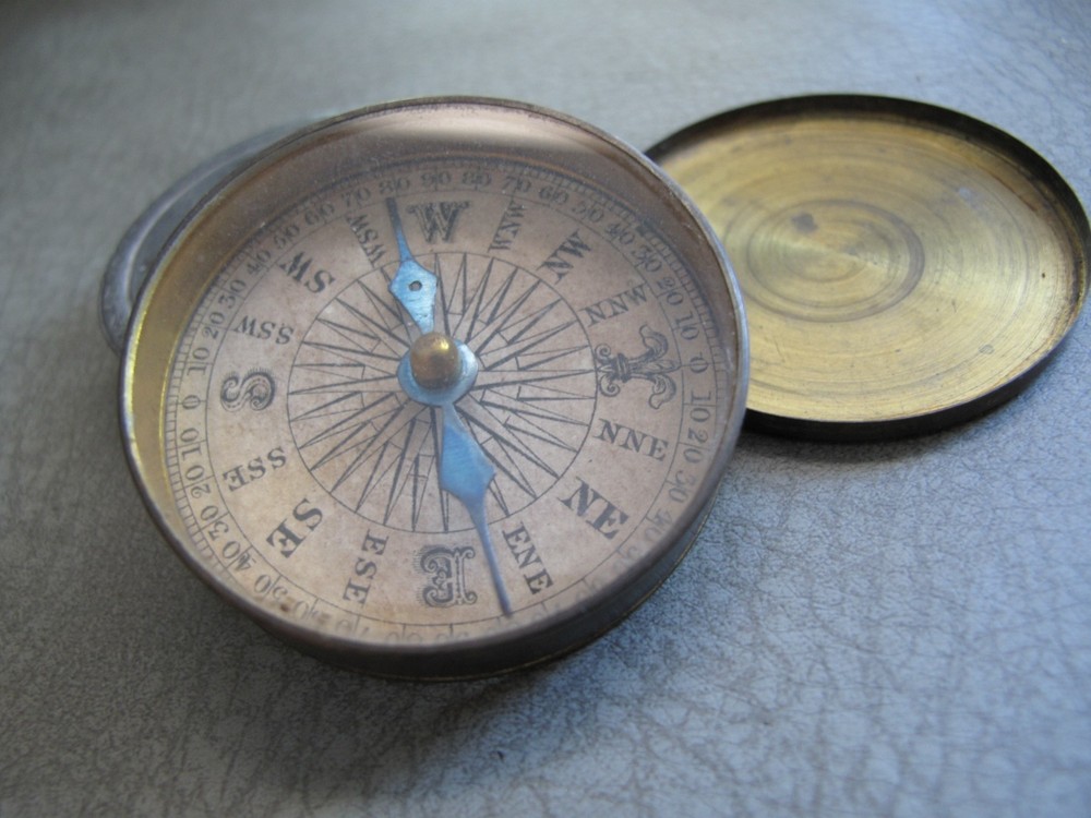 Antique Compass & Case.