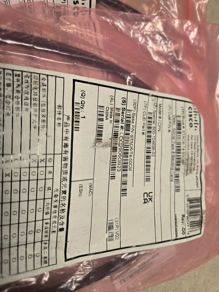 Nob Cisco STACK-T4-50CM Type 3 Stacking Cable 50 CM