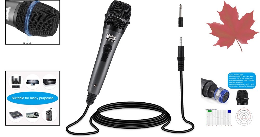 Dynamic Durable Microphone with XLR Cable - Singing/PA Speaker/Karaoke Machine