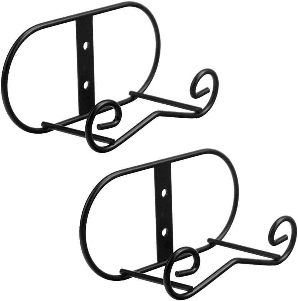 Wall Mount Plate Display Stands - 2 Pack Black Iron Easel Holders - Vertical Wal