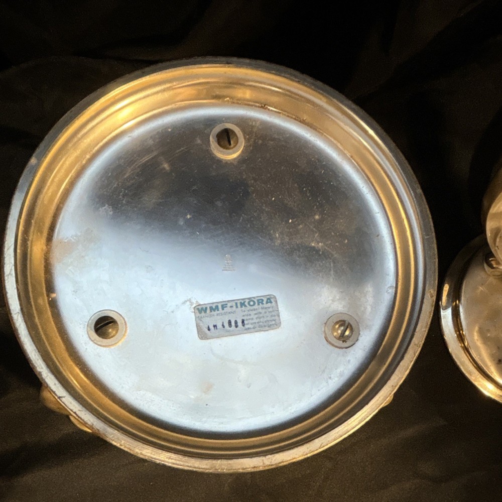 WMF Ikora Silverplate Three-Arm Candlesticks Pair Post-1940 Decorative