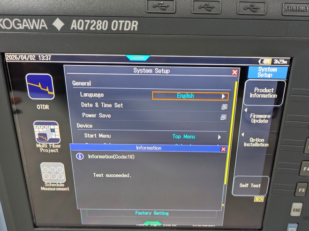 YOKOGAWA AQ7280 OTDR Optical Time Domain Reflectometer Mainframe Unit