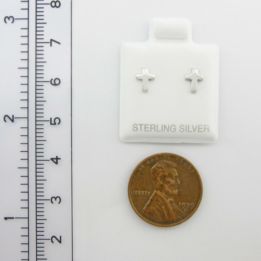 Small THICK Cross Post Earrings in SOLID '925' Sterling Silver - NEW!