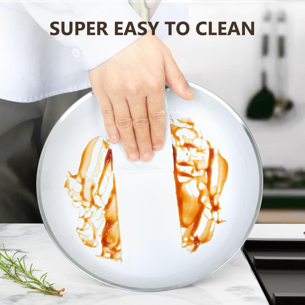 Nonstick Ceramic Cookware Set Induction & Dishwasher Safe Scratch-Resistant Pots