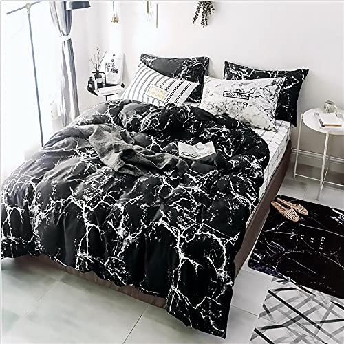 Bedding Set - Full 3 Pcs Comforter Set - Includes Full(80''*90'') Black Marble