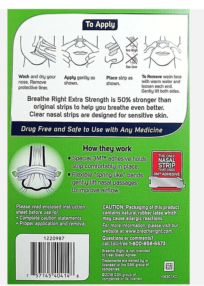 Breathe Right Extra Strength Nasal Strips 72 CLEAR Strips