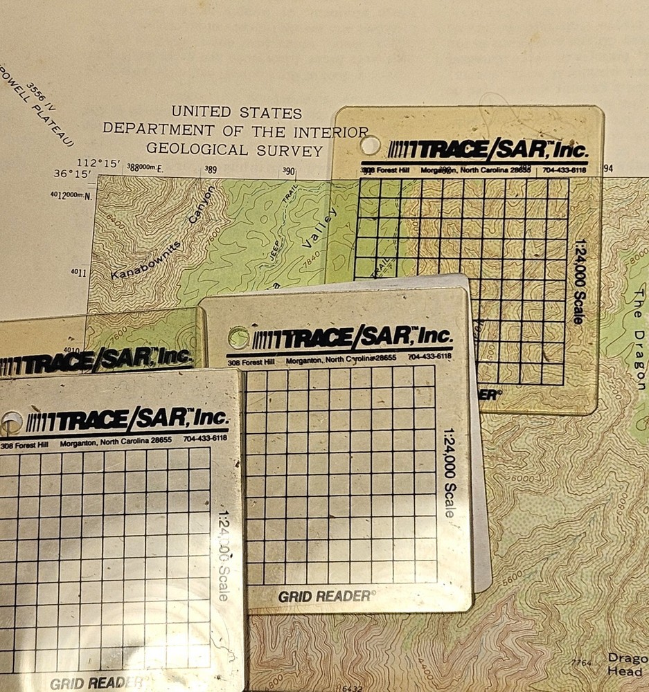 Trace SAR UTM Grid Reader for 1:24000 maps, Measures 100M Increments 1 SqKM grid