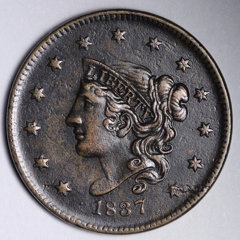 1837 Coronet Head Large Cent CHOICE XF E128 WMC