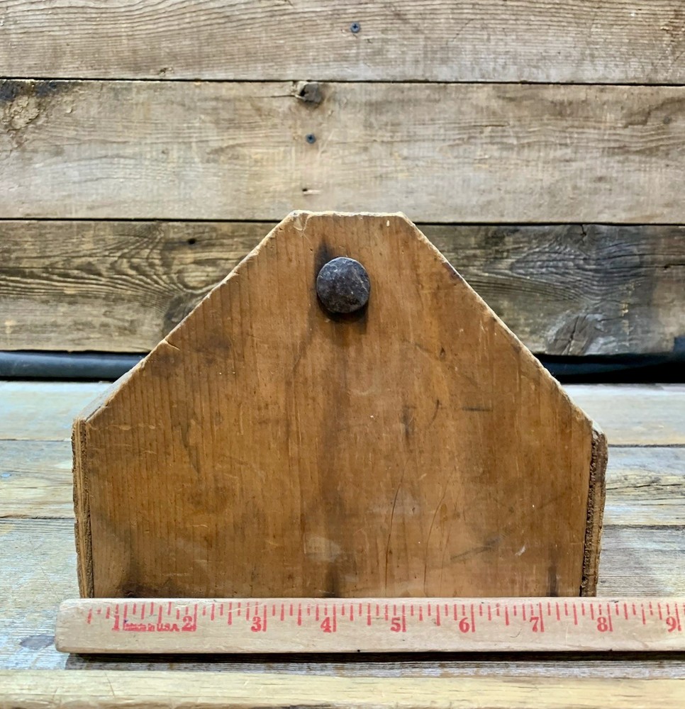 Rustic Wood Tool Caddy, Carpenters Box with Handle, 16" x 8"