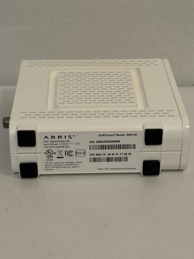 ARRIS Surfboard SB6190 Cable Modem, DOCSIS 3.0 Gbps