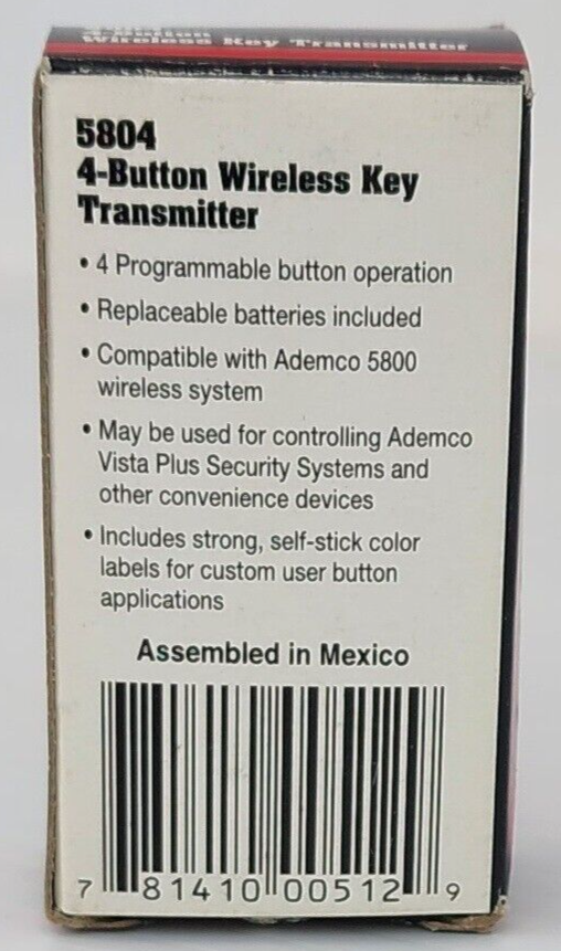Ademco 5804 4-Button Wireless Key Transmitter