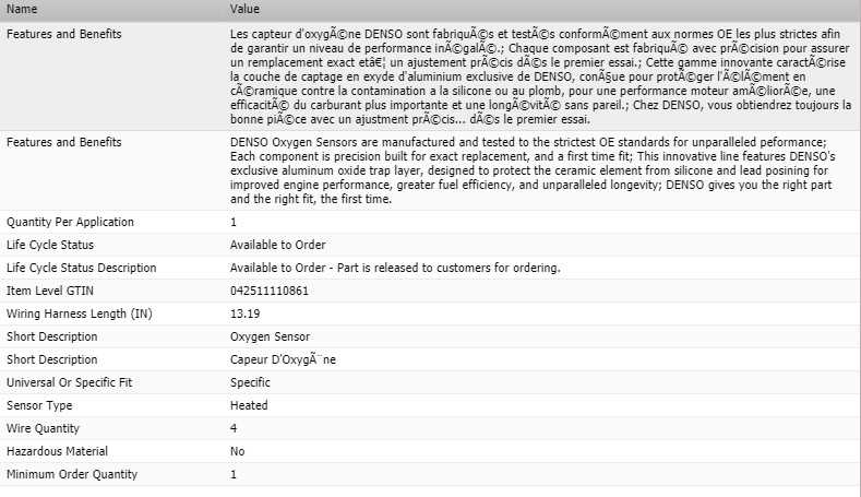 Denso Downstream Oxygen Sensor for 2003-2011 HONDA ELEMENT L4-2.4L