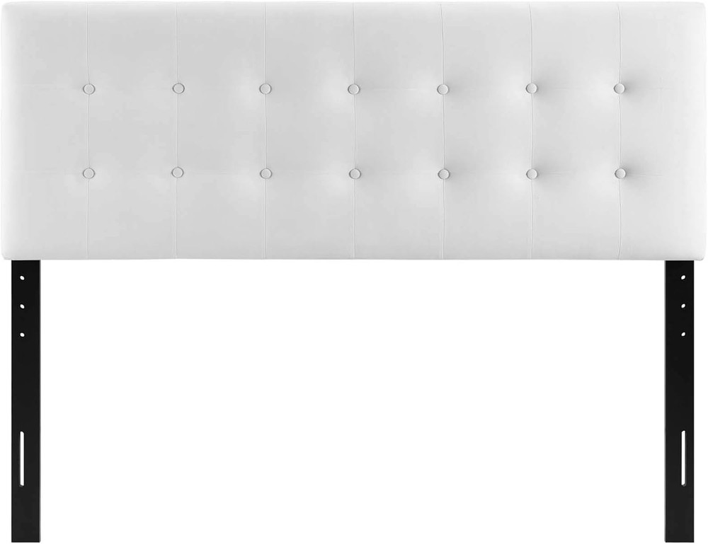 Emily Queen Biscuit Tufted Performance Velvet Headboard, White