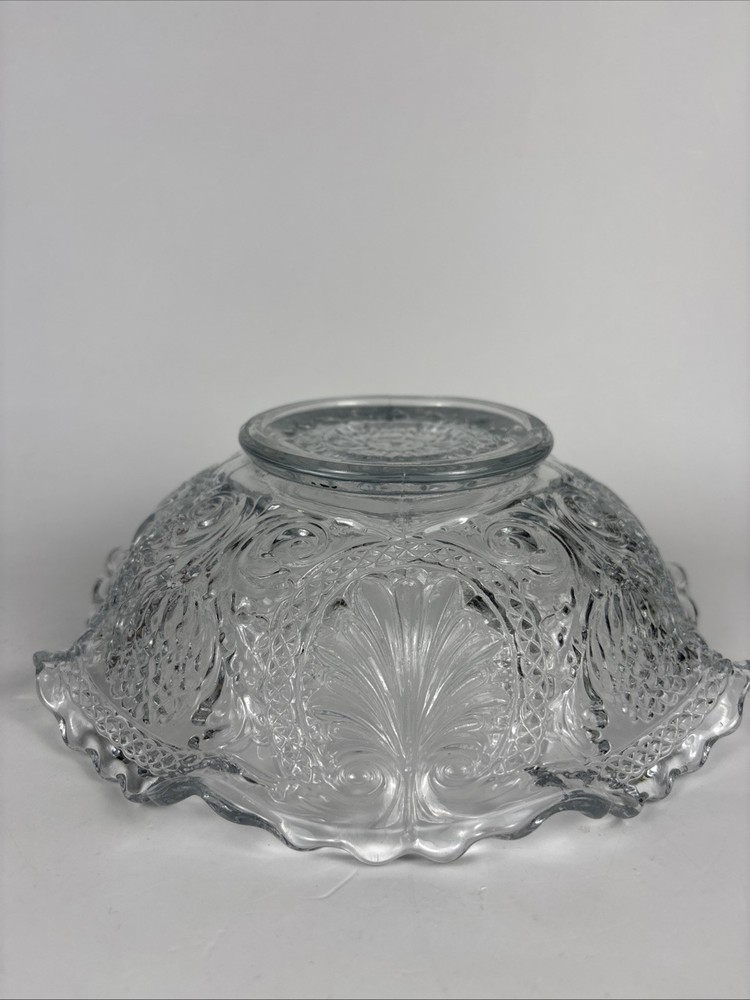 EAPG Clear Lotus Flower Pattern Bowl 9” Diameter
