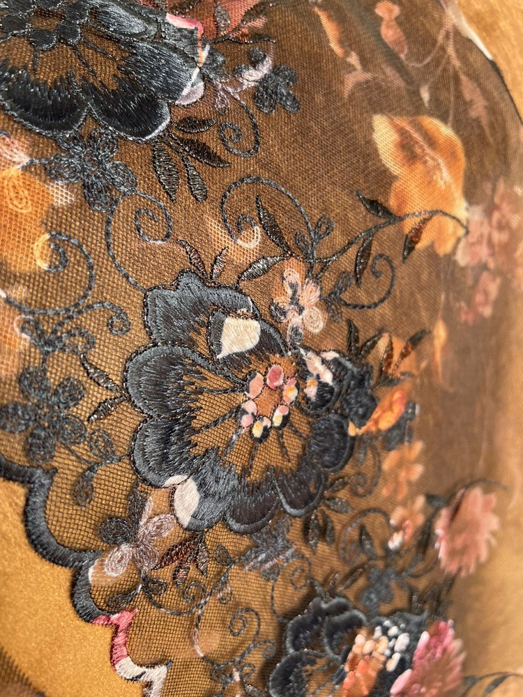 Embroidery Mesh Tip Flowers Designs Polyester Rayon Multi 6 1/8in