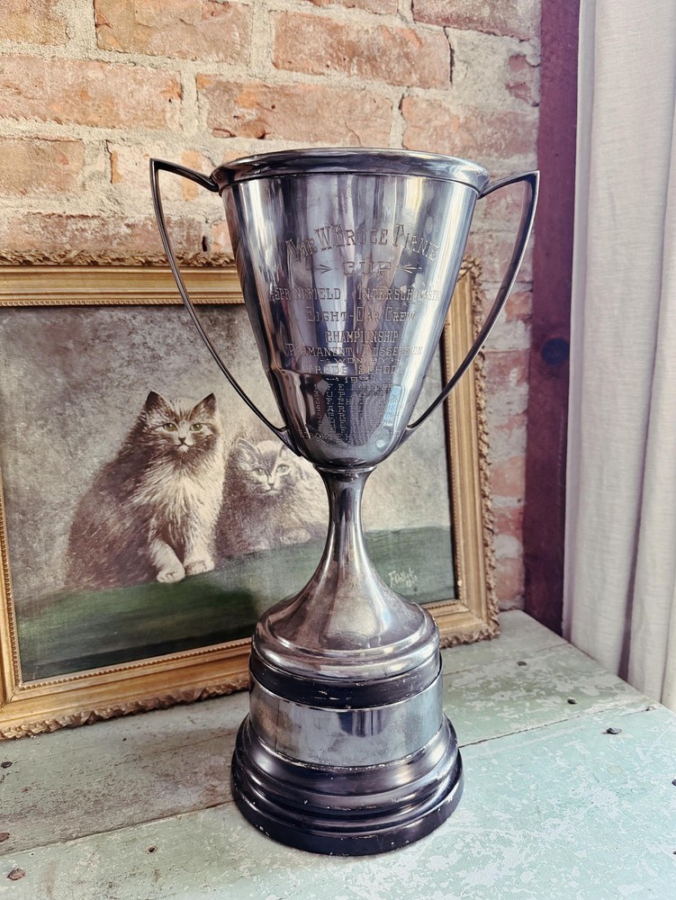 Huge 1927 Silver Plated 8 Oar Rowing Crew Trophy