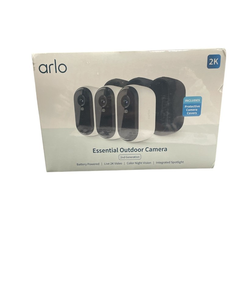 Arlo Essential 2K (2nd Generation) Security Camera – White (3 Pack)