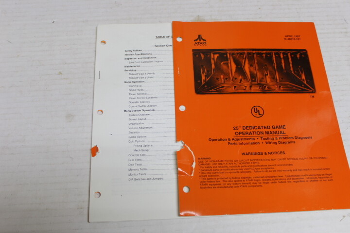 ATARI MAXIMUM FORCE Arcade Manual