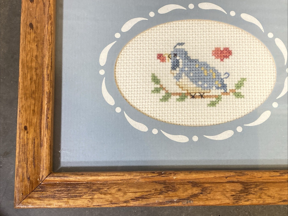 Vintage Bird Needlepoint/Cross Stitch Framed