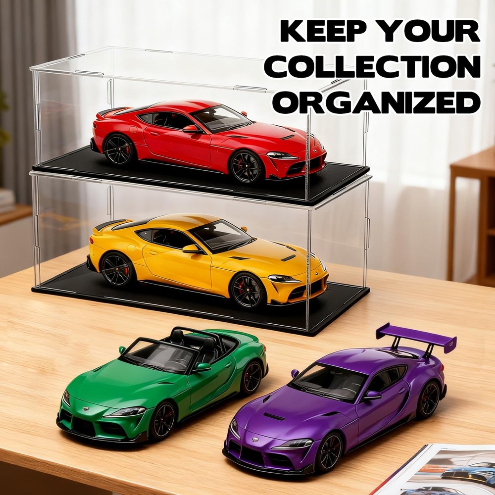 3 PCS Acrylic Model Car Display Case1: 24 Scale Clear Display Boxes with Plastic