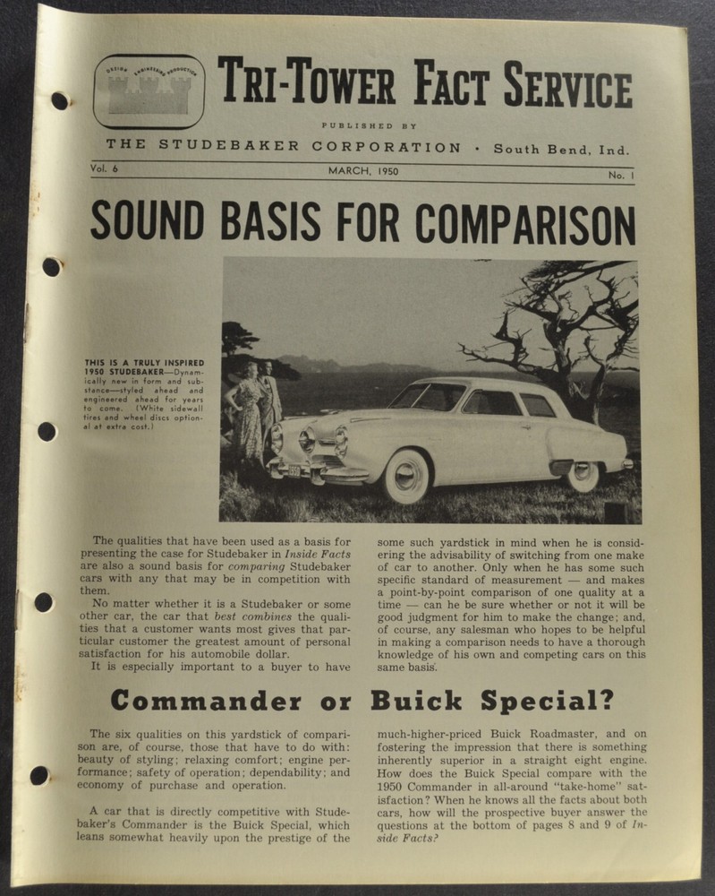 1950 Studebaker Sales Training Bulletin Commander vs Buick Nice Original 50