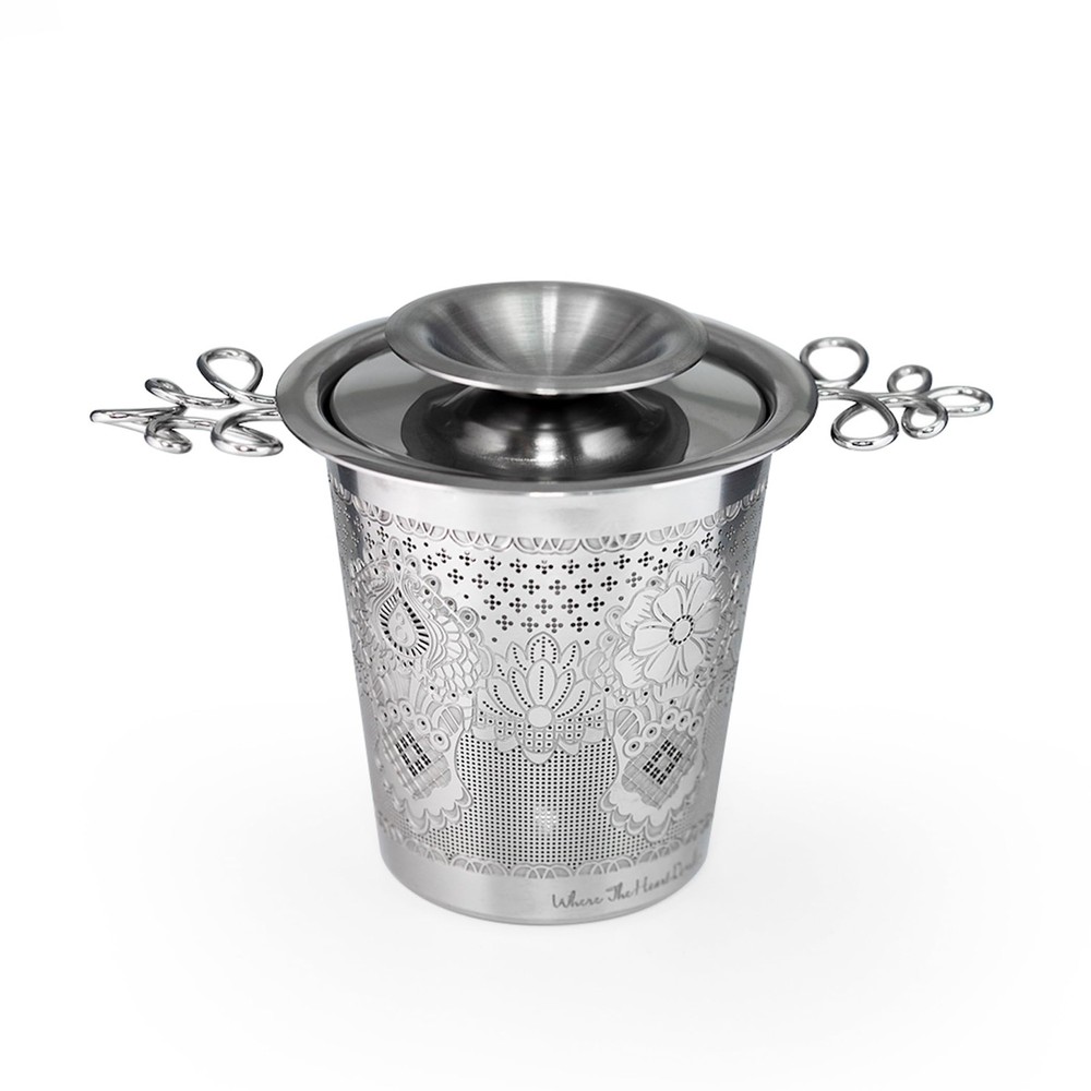 Luxury Tea Strainer Set - Stainless Steel Infuser with Diamond Patterns, Crys...