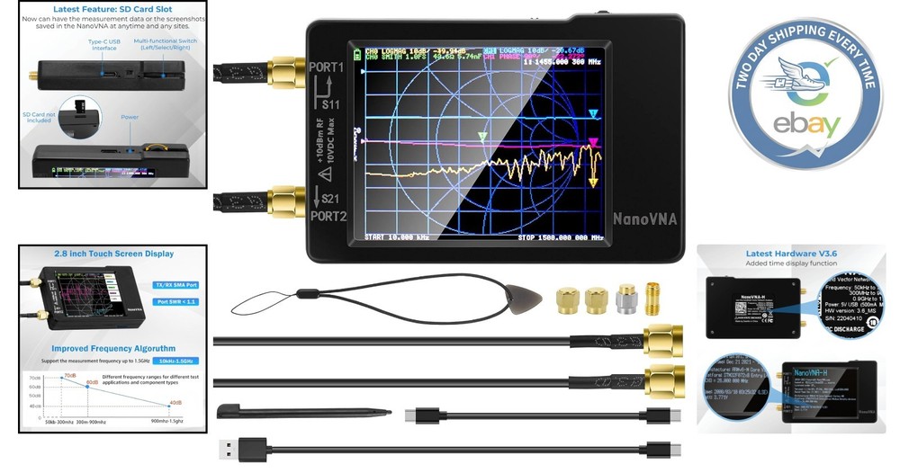 Professional NanoVNA-H 10KHz-1.5GHz Vector Network Analyzer with Mobile Support